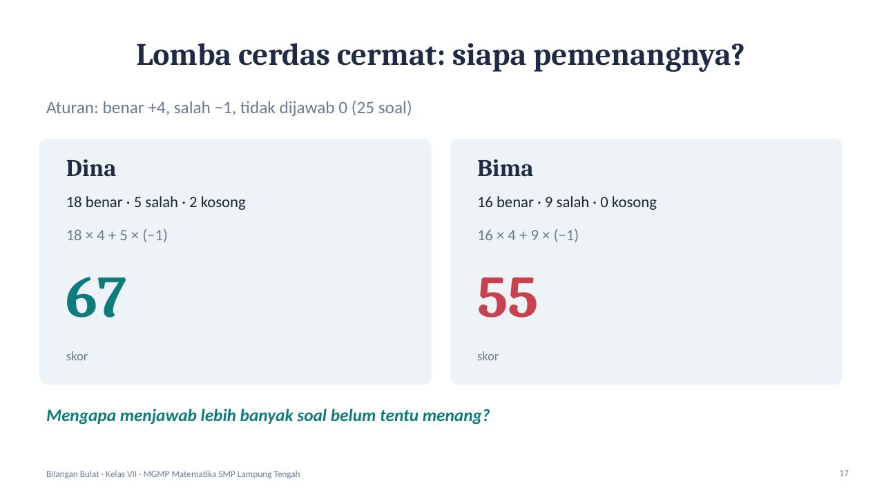 Slide 17: Lomba cerdas cermat: siapa pemenangnya?