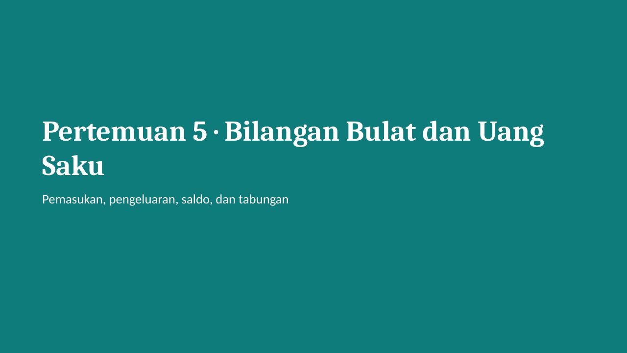 Slide 22: Pertemuan 5 · Bilangan Bulat dan Uang Saku