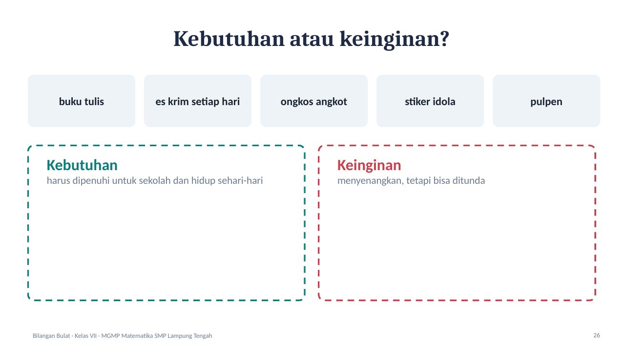 Slide 26: Kebutuhan atau keinginan?