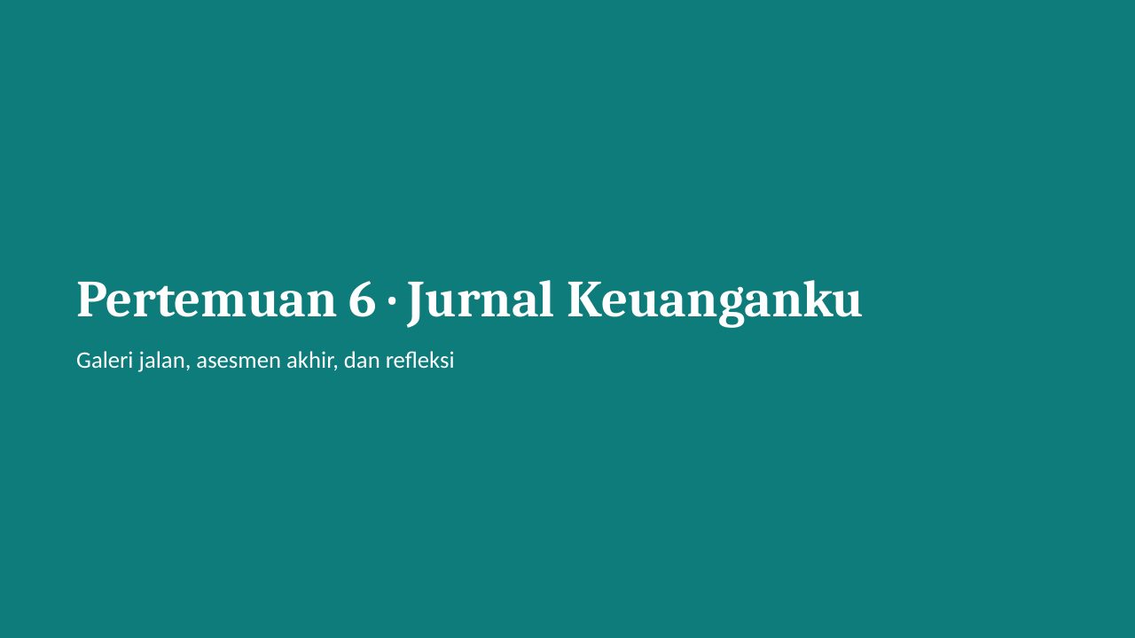 Slide 27: Pertemuan 6 · Jurnal Keuanganku